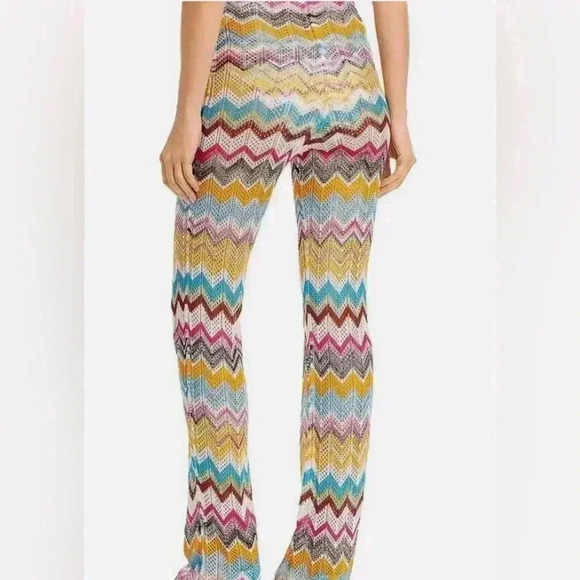 Missoni Pants Flare Cover Up Trousers Metallic Crochet Zig Zag Swim Chevron 40 4 - Picture 7 of 13